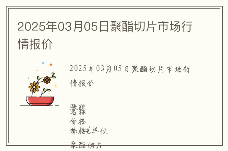 2025年03月05日聚酯切片市場行情報(bào)價(jià)