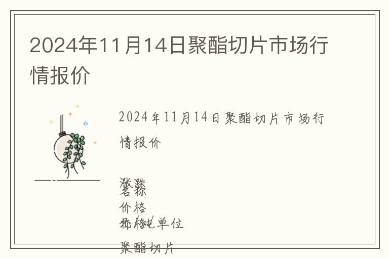 2024年11月14日聚酯切片市場(chǎng)行情報(bào)價(jià)