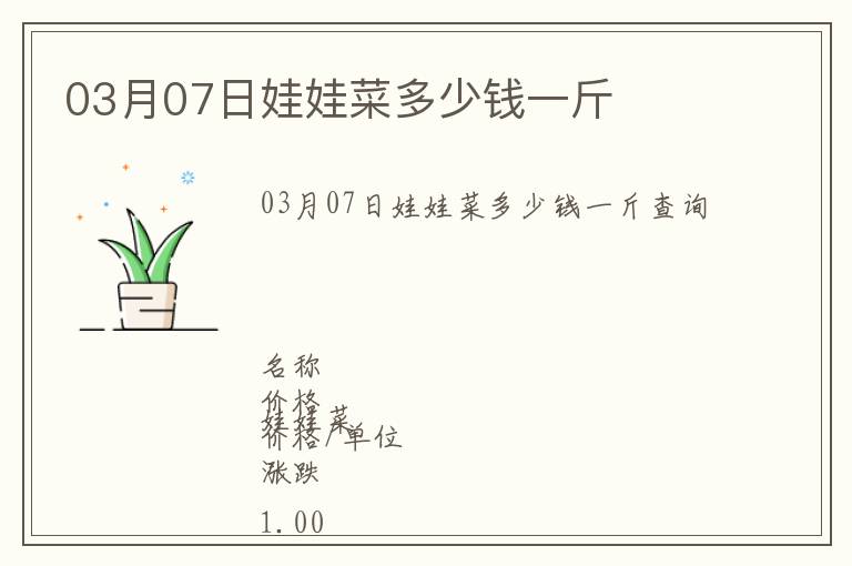 03月07日娃娃菜多少錢(qián)一斤