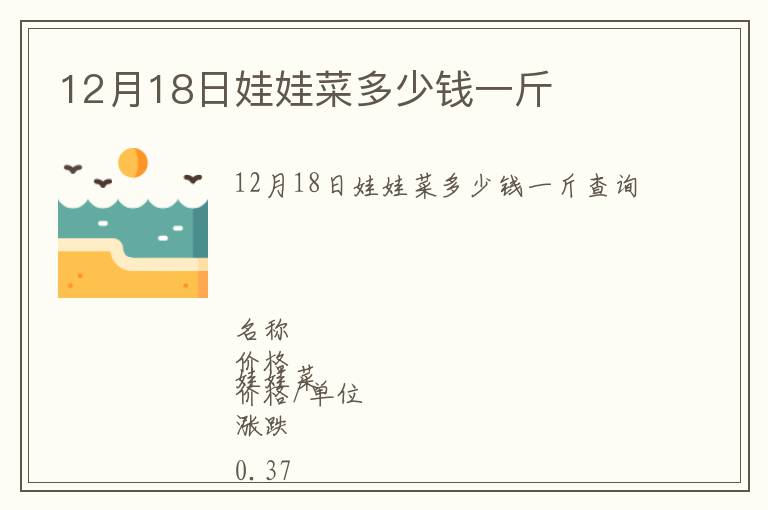 12月18日娃娃菜多少錢一斤