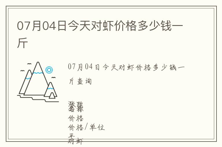 07月04日今天對蝦價格多少錢一斤
