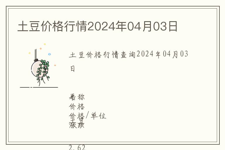 土豆價(jià)格行情2024年04月03日