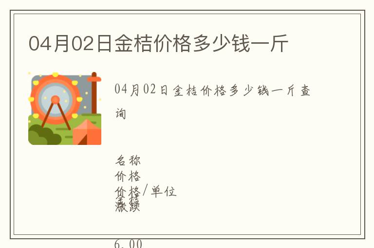 04月02日金桔價格多少錢一斤