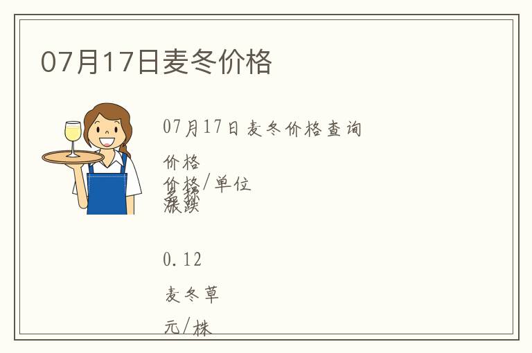 07月17日麥冬價(jià)格