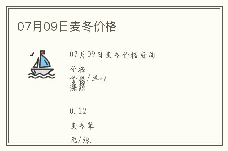 07月09日麥冬價(jià)格