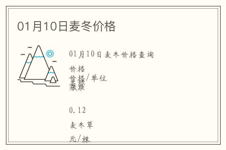 01月10日麥冬價(jià)格