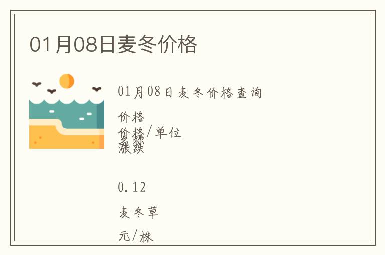 01月08日麥冬價格