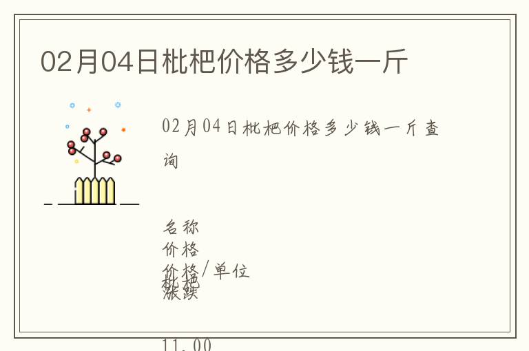 02月04日枇杷價(jià)格多少錢一斤