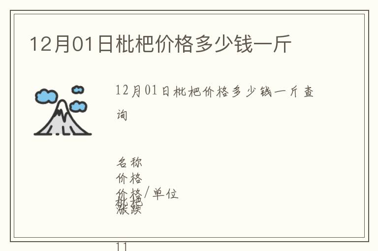 12月01日枇杷價(jià)格多少錢一斤
