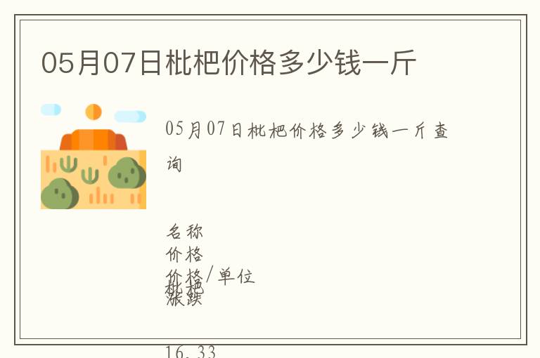 05月07日枇杷價格多少錢一斤