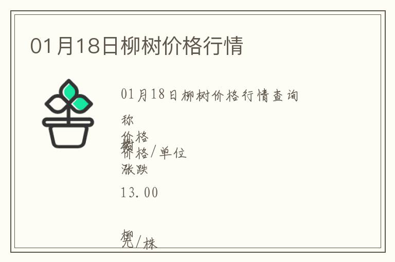 01月18日柳樹價(jià)格行情