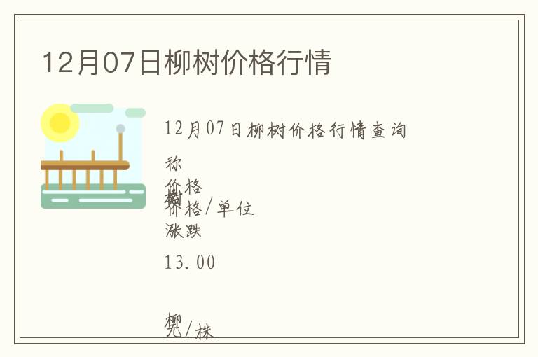 12月07日柳樹價(jià)格行情