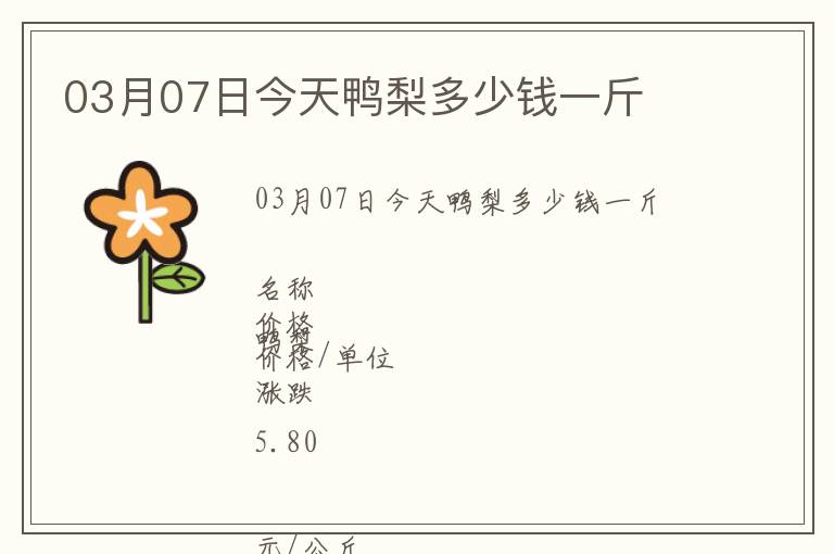 03月07日今天鴨梨多少錢一斤