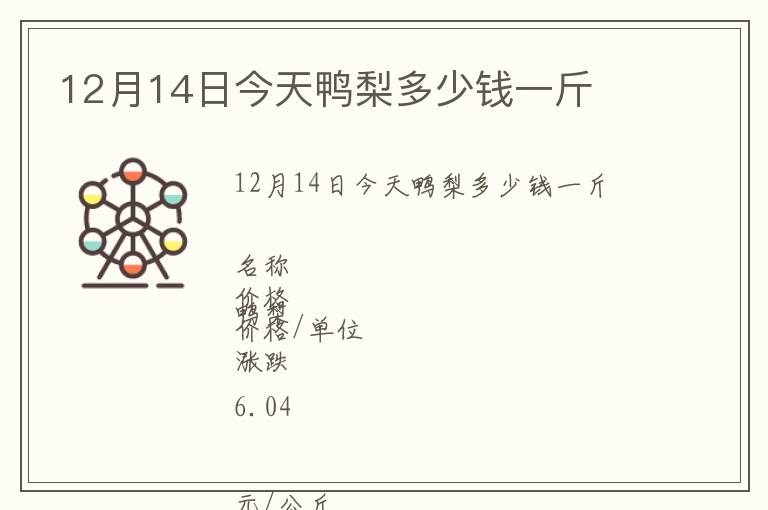 12月14日今天鴨梨多少錢一斤