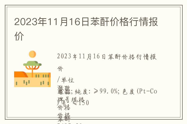 2023年11月16日苯酐價格行情報價