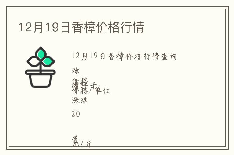 12月19日香樟價(jià)格行情