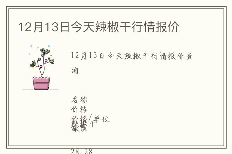 12月13日今天辣椒干行情報(bào)價