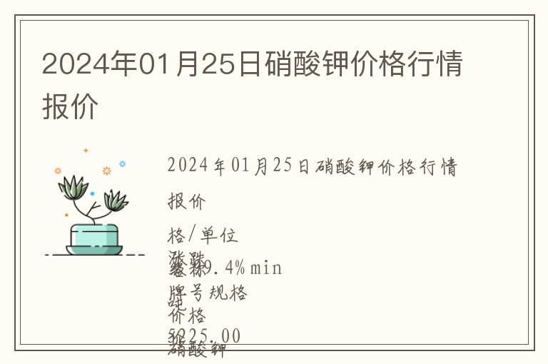 2024年01月25日硝酸鉀價格行情報價