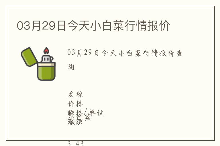 03月29日今天小白菜行情報價