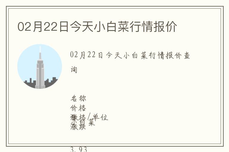02月22日今天小白菜行情報價