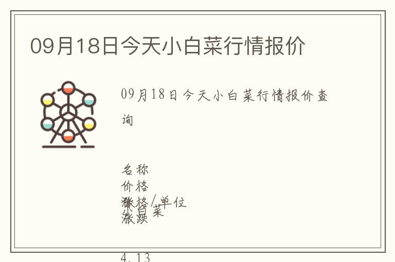 09月18日今天小白菜行情報(bào)價(jià)