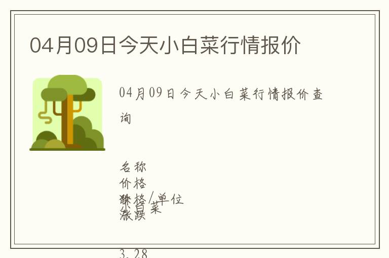 04月09日今天小白菜行情報價
