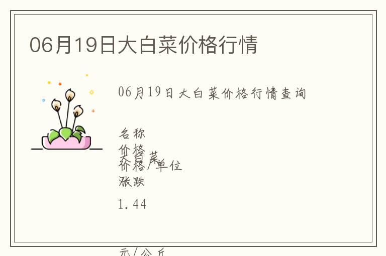 06月19日大白菜價格行情