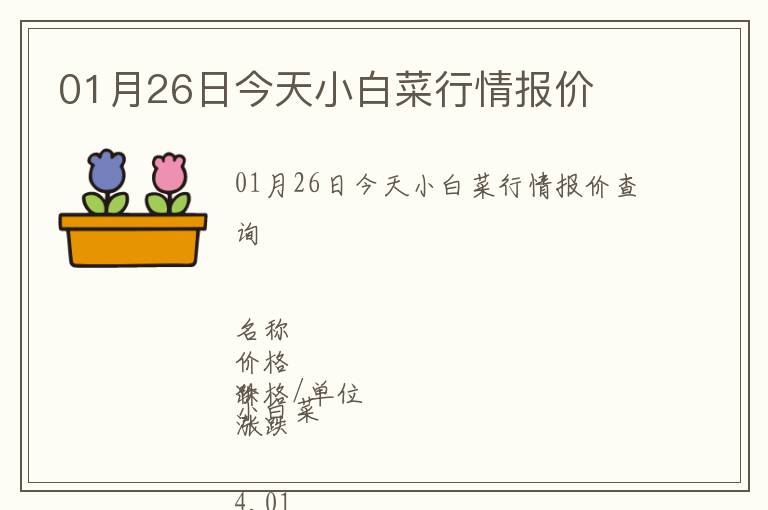 01月26日今天小白菜行情報價