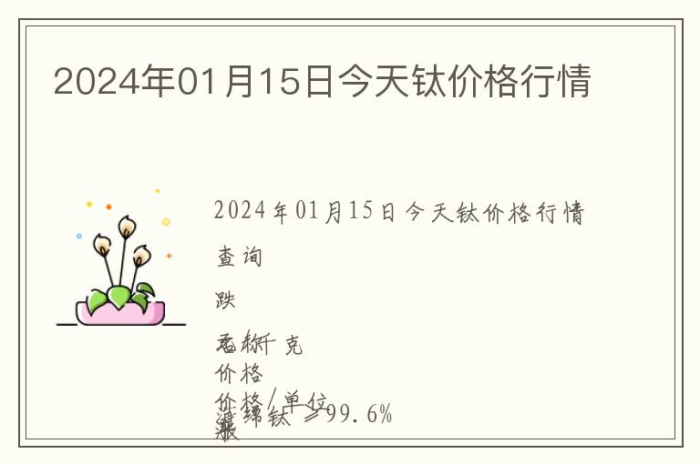 2024年01月15日今天鈦價(jià)格行情
