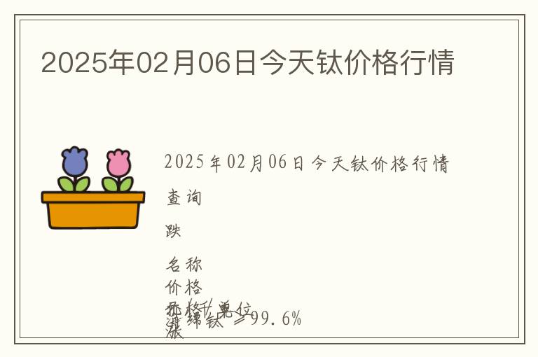 2025年02月06日今天鈦價(jià)格行情