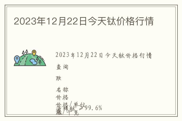 2023年12月22日今天鈦價(jià)格行情