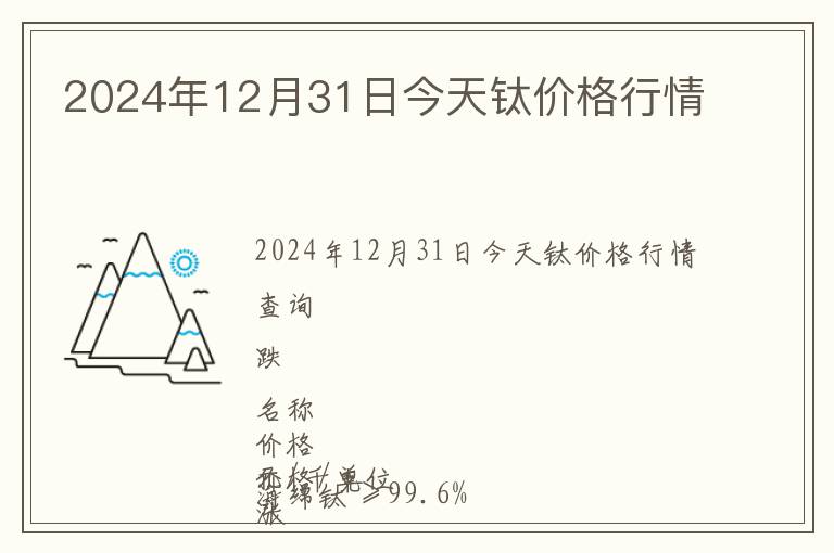 2024年12月31日今天鈦價格行情