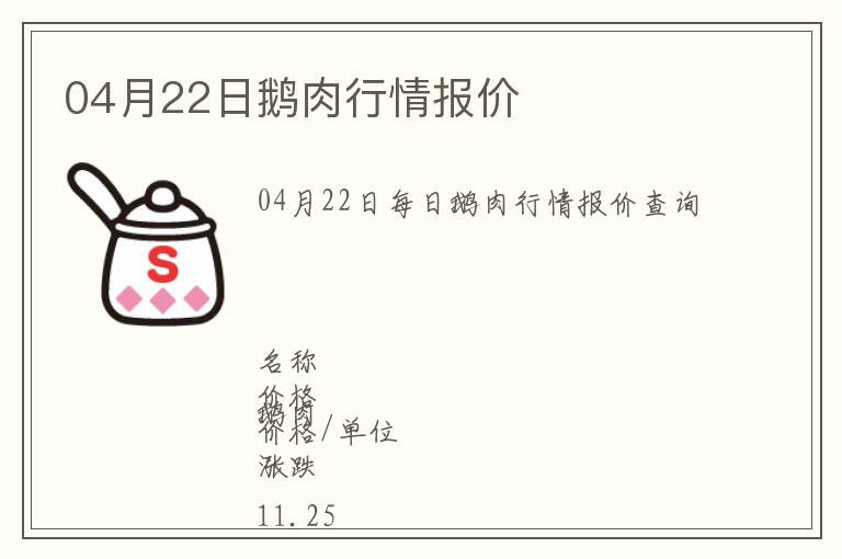 04月22日鵝肉行情報(bào)價(jià)