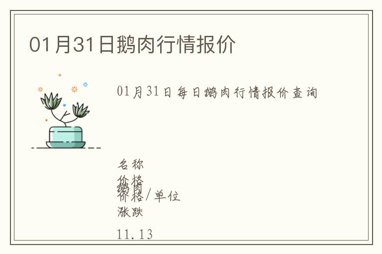 01月31日鵝肉行情報價