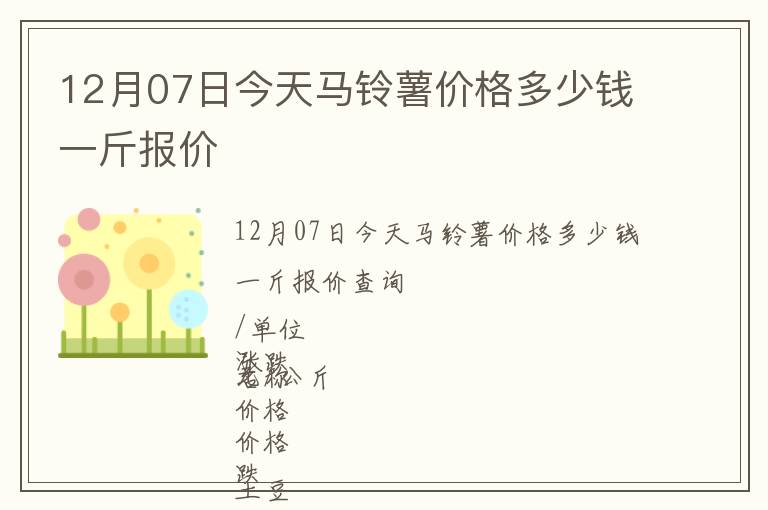 12月07日今天馬鈴薯價(jià)格多少錢(qián)一斤報(bào)價(jià)