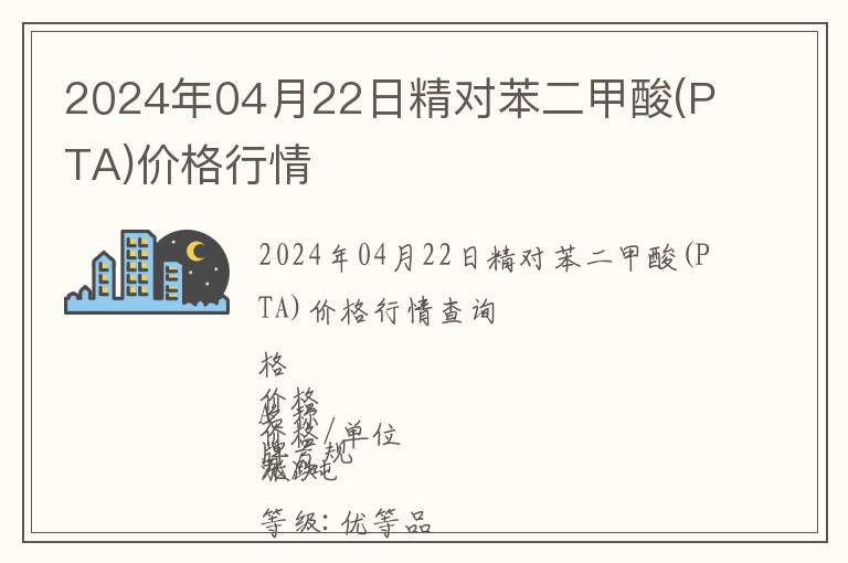 2024年04月22日精對苯二甲酸(PTA)價格行情