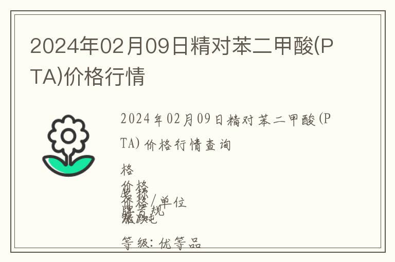 2024年02月09日精對苯二甲酸(PTA)價格行情