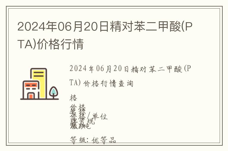 2024年06月20日精對苯二甲酸(PTA)價(jià)格行情
