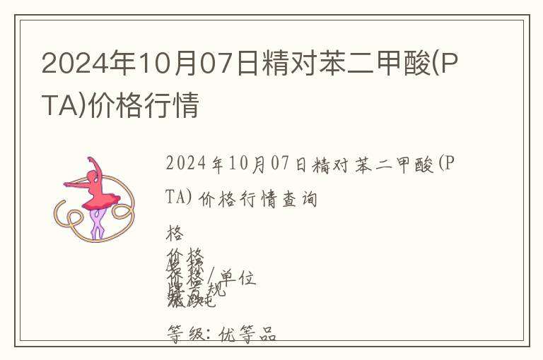 2024年10月07日精對苯二甲酸(PTA)價格行情