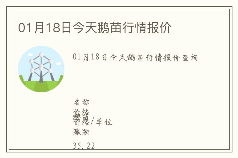 01月18日今天鵝苗行情報價
