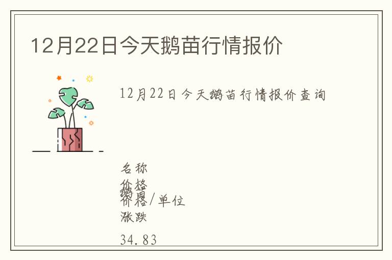12月22日今天鵝苗行情報價