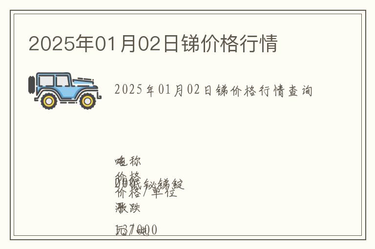 2025年01月02日銻價格行情