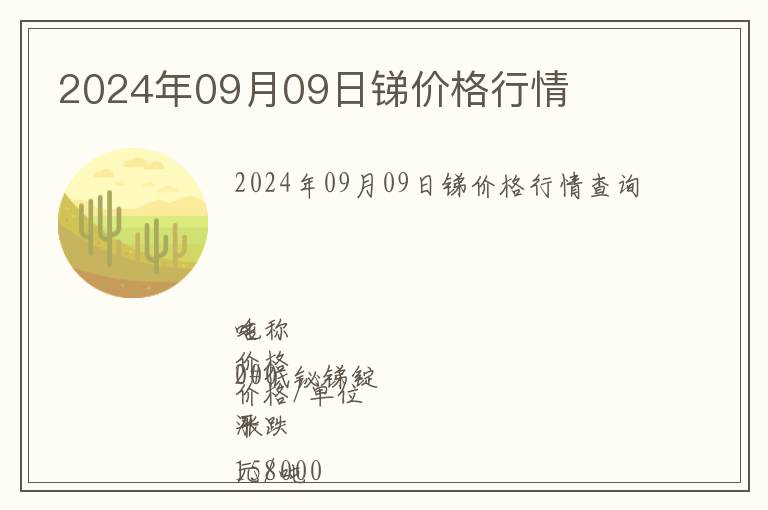 2024年09月09日銻價(jià)格行情