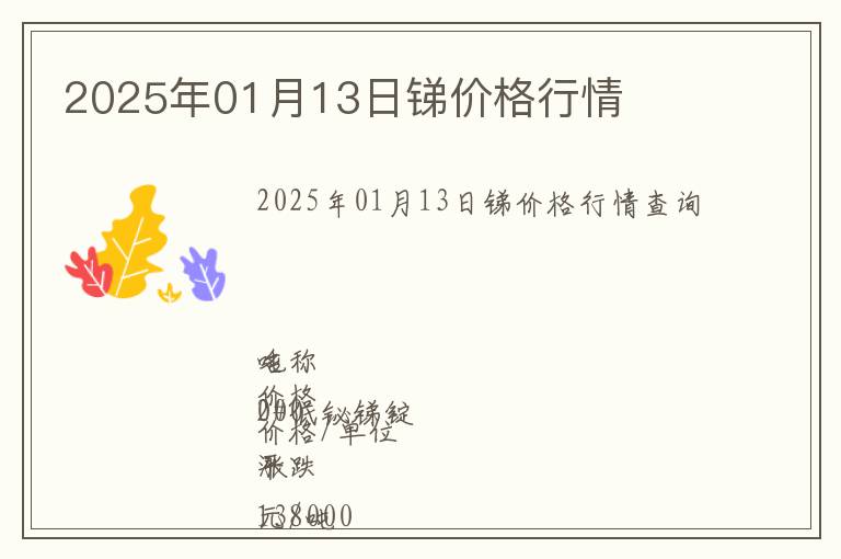 2025年01月13日銻價格行情