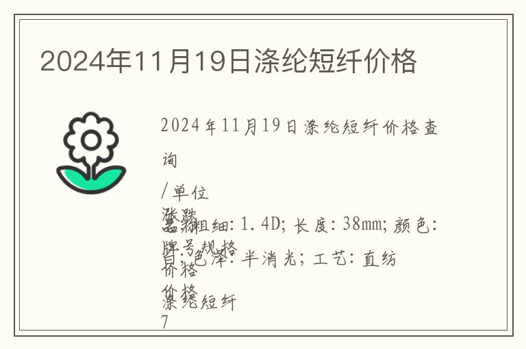 2024年11月19日滌綸短纖價格