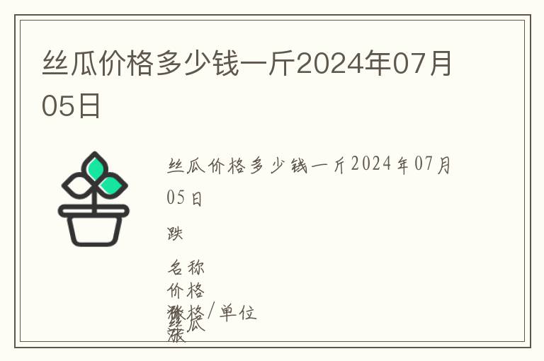 絲瓜價格多少錢一斤2024年07月05日