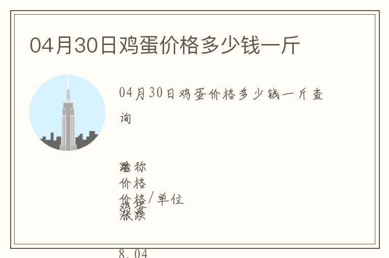 04月30日雞蛋價(jià)格多少錢一斤