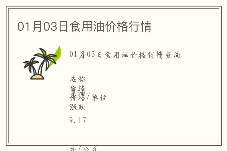 01月03日食用油價(jià)格行情