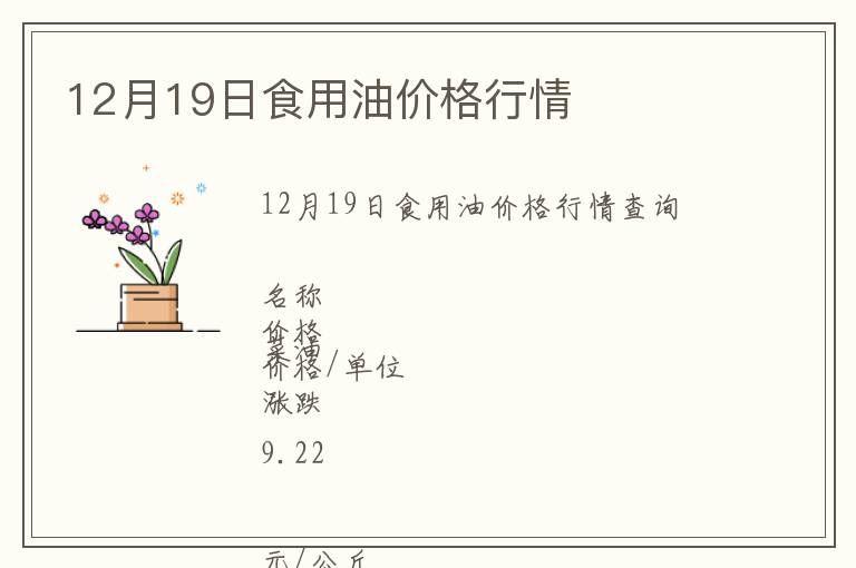 12月19日食用油價(jià)格行情