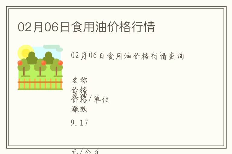 02月06日食用油價格行情